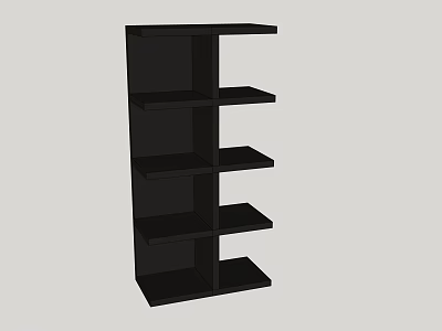 Sleek Black Bookcase With Multiple Open Shelves And Modern Functional Design 3d model
