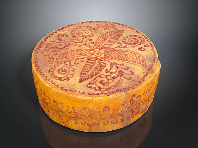 Intricately Carved Circular Decorative Box With Floral Patterns And Ornate Designs 3d model