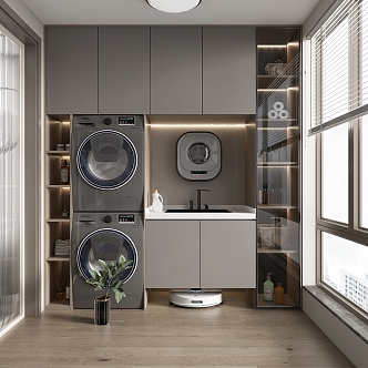 Light Luxury Home Balcony Washing Machine Cabinet 3d model