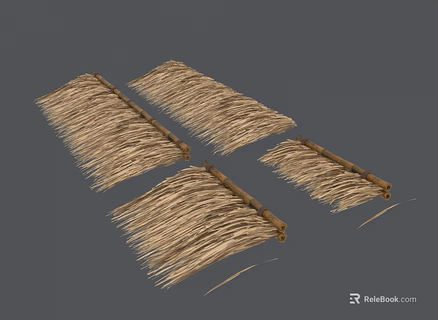 Traditional Thatch Roof Components Made of Natural Material For Buildings 3d model 