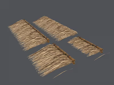Traditional Thatch Roof Components Made of Natural Material For Buildings 3d model