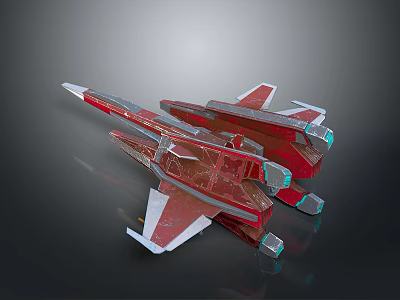 Red Transparent Fighter Jet Models With Sleek Aerodynamic Design And Two Side by Side 3d model