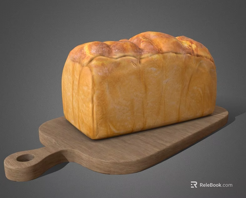 Freshly Baked Golden Crust Bread On Wooden Cutting Board With Soft Texture 3d model 