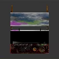 Easel with Musical Instrument Painting and Art Supplies Including Paint Brushes