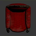 Elegant Red Sofa Stool With Wooden Carved Frame And Quilted Seat
