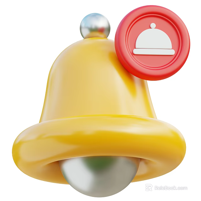 Vibrant Decorative Ornament Set With Yellow Bell Red Circular Tag And Plate Icon 3d model 