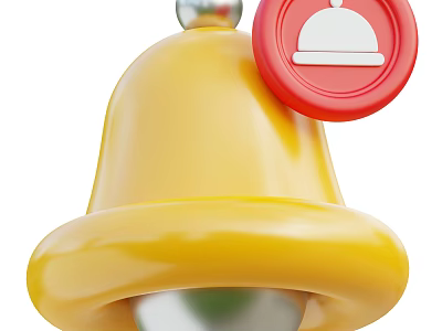 Vibrant Decorative Ornament Set With Yellow Bell Red Circular Tag And Plate Icon 3d model