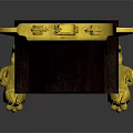 Intricate Golden Eagle Decor On Dark Wooden Chair With Lion Statues