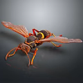 Detailed 3D Rendered Hornet With Yellow And Black Stripes And Wings On Dark Background