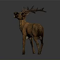 Realistic Deer Sculpture With Large Antlers Open Mouth And Standing Pose