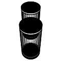 DP Device Transparent Cylinder Design With Male Female Blue Professional Attire Figures And Black Base
