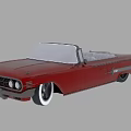 Red Vintage Convertible Car With Gray Leather Seats And Classic Styling