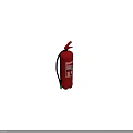 Red Portable Fire Extinguisher with Safety Instruction Label and Emergency Graphics