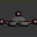 Futuristic Red Blue Sci Fi Spaceship With Transparent Cockpit And Multiple Thrusters