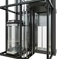 Elevator Model Decoration Ornament Set with Modern Metal Frame Transparent Glass and Multiple Pieces