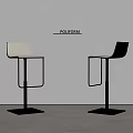 Modern Poliform Bar Stools With White Grey Seats And Metal Square Base 3d model