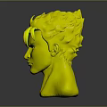 Fierce Character Head Model With Red Skin Black Spiky Hair And White Eyes