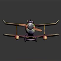 Vintage Passenger Plane with Colorful Biplane Structure Shark Mouth Design on Cracked Ground