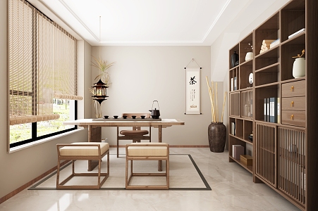 New Chinese Style Song's Aesthetics Tea Room Leisure Space 3d model