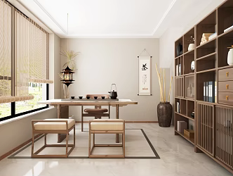New Chinese Style Song's Aesthetics Tea Room Leisure Space 3d model