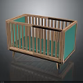 Sturdy Wooden Baby Crib With Blue Mattress And Safety Railing Frame Design