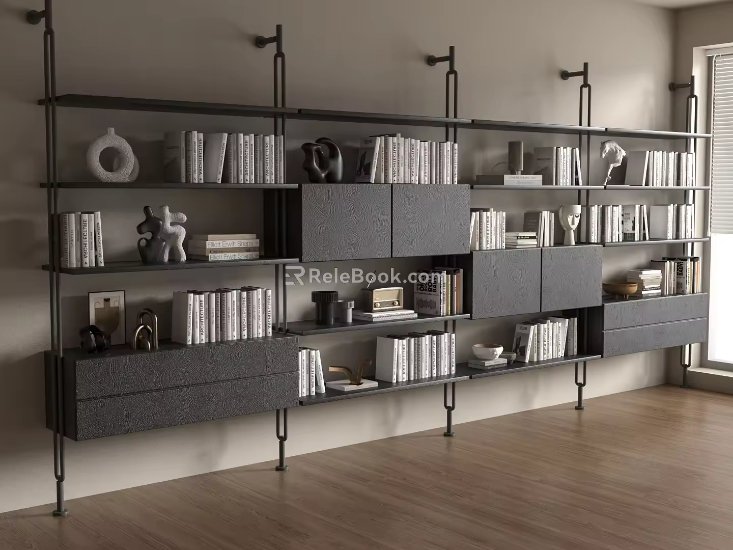 Modern Bookshelf Floor Books 3d model