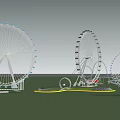 Amusement Rides Featuring Ferris Wheel Roller Coaster and Thrilling Attractions in Theme Park