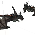 Mythical Game and Movie Dragon Character With Wings Back Spikes And Orange Flame Patterns