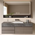 Modern Bathroom Vanity Set With LED Mirror Stone Countertop Undermount Sink And Wooden Cabinet