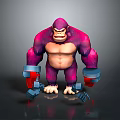 Fierce Purple Gorilla With Mechanical Arms Muscular Build And Angry Expression In Standing Pose
