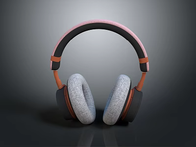 Modern Headphones With Gray Ear Cushions Pink Black Headband And Orange Accents 3d model