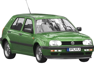 Green Volkswagen Classic Hatchback Car With Retro Design And Sleek Body 3d model