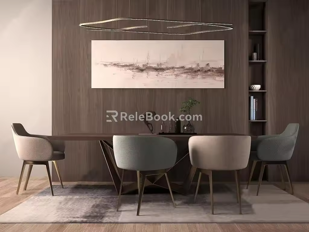 Dining table and chair combination 3d model