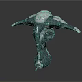Futuristic Sci fi Mechanical Structural Component With Extended Appendages And Green Accents