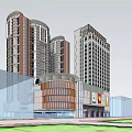 3D Model of High Rise Residential Buildings with Commercial Structure and Road Greenery
