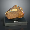 Natural Wood Stone With Brown Texture On Black Base And Label J001