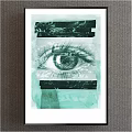 Teal Eye Collage Artwork With Abstract Layered Design And Green Tones