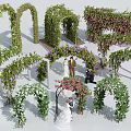 Wedding Arches Decorated With Greenery And Pink Purple White Flowers For Wedding Couple