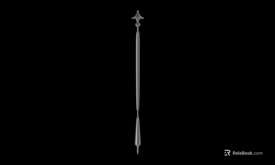 Traditional Medieval Spear Weapon With Ornate Head And Polished Metal Shaft 3d model 