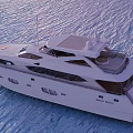 Luxury Yacht Sailing On Calm Sea At Sunset