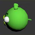 Green Pig 3D Model Character With Big Eyes And Round Green Nose