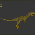 Realistic Dinosaur 3D Model Standing With Green Black Stripes And Red Neck On Gray Background