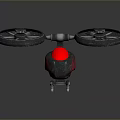 Futuristic Red And Black Drone With Two Large Propellers And Landing Gear Design