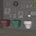 Modern Pink Green and White Toilets in Contemporary Bathroom Interior