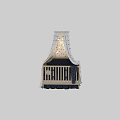 Elegant Light Wooden Baby Crib With Polka Dot Canopy And Star String Lights For Nursery