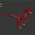 Realistic Velociraptor Dinosaur Model With Grey Body Blue Stripes And Open Mouth