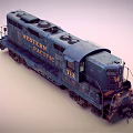 Vintage Western Pacific Train Locomotive With Blue Body And Yellow Stripes