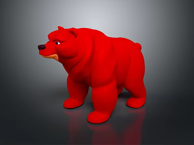 Red Cartoon Bear Character 3D Render with Smooth Texture and Dark Background 3d model