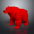 Red Cartoon Bear Character 3D Render with Smooth Texture and Dark Background 3d model