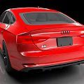 Red Audi Sedan With Sleek Headlights And Glossy Body